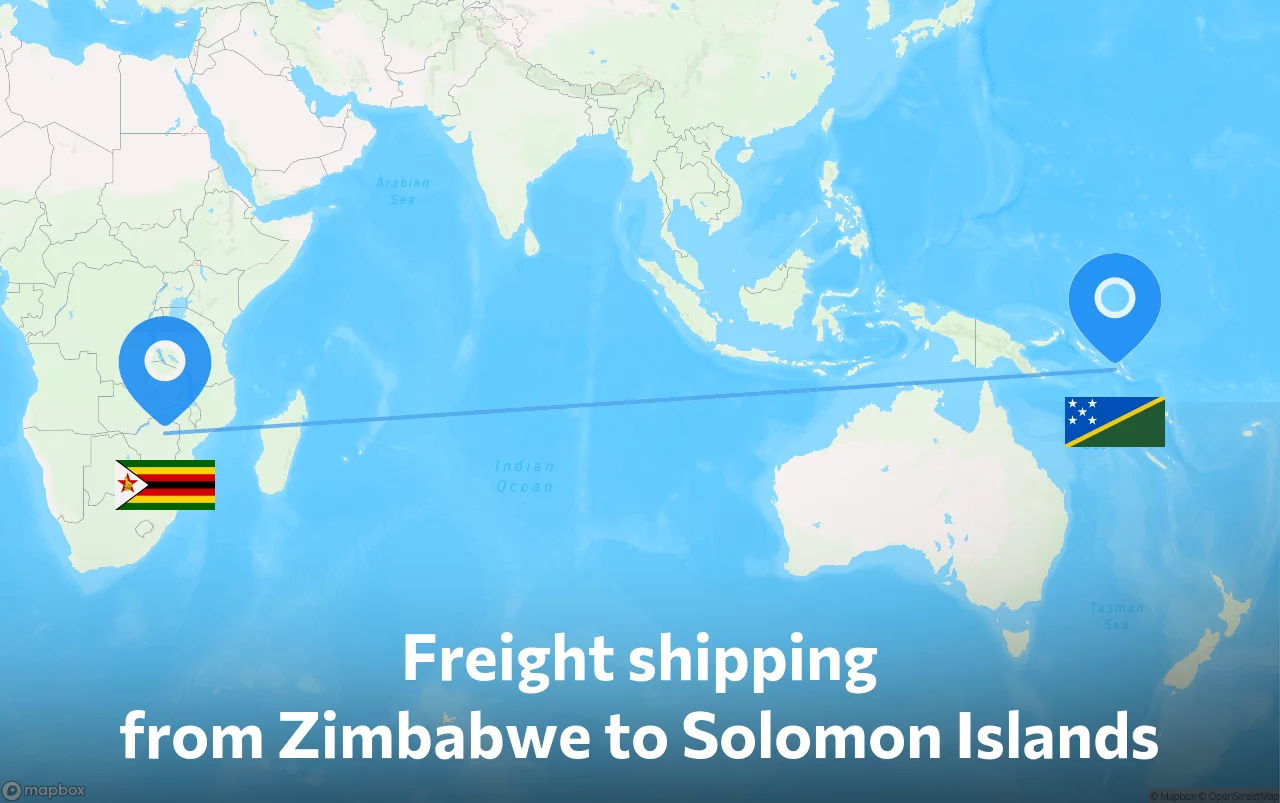 Shipping route from Zimbabwe to Solomon Islands