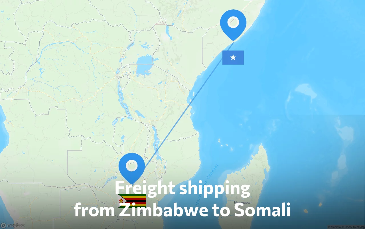 Shipping route from Zimbabwe to Somali