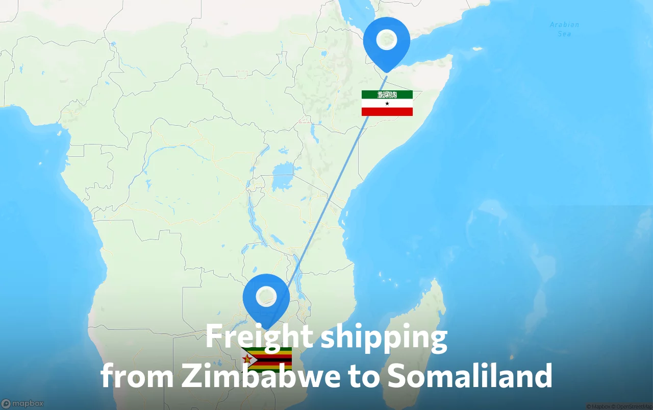 Shipping route from Zimbabwe to Somaliland