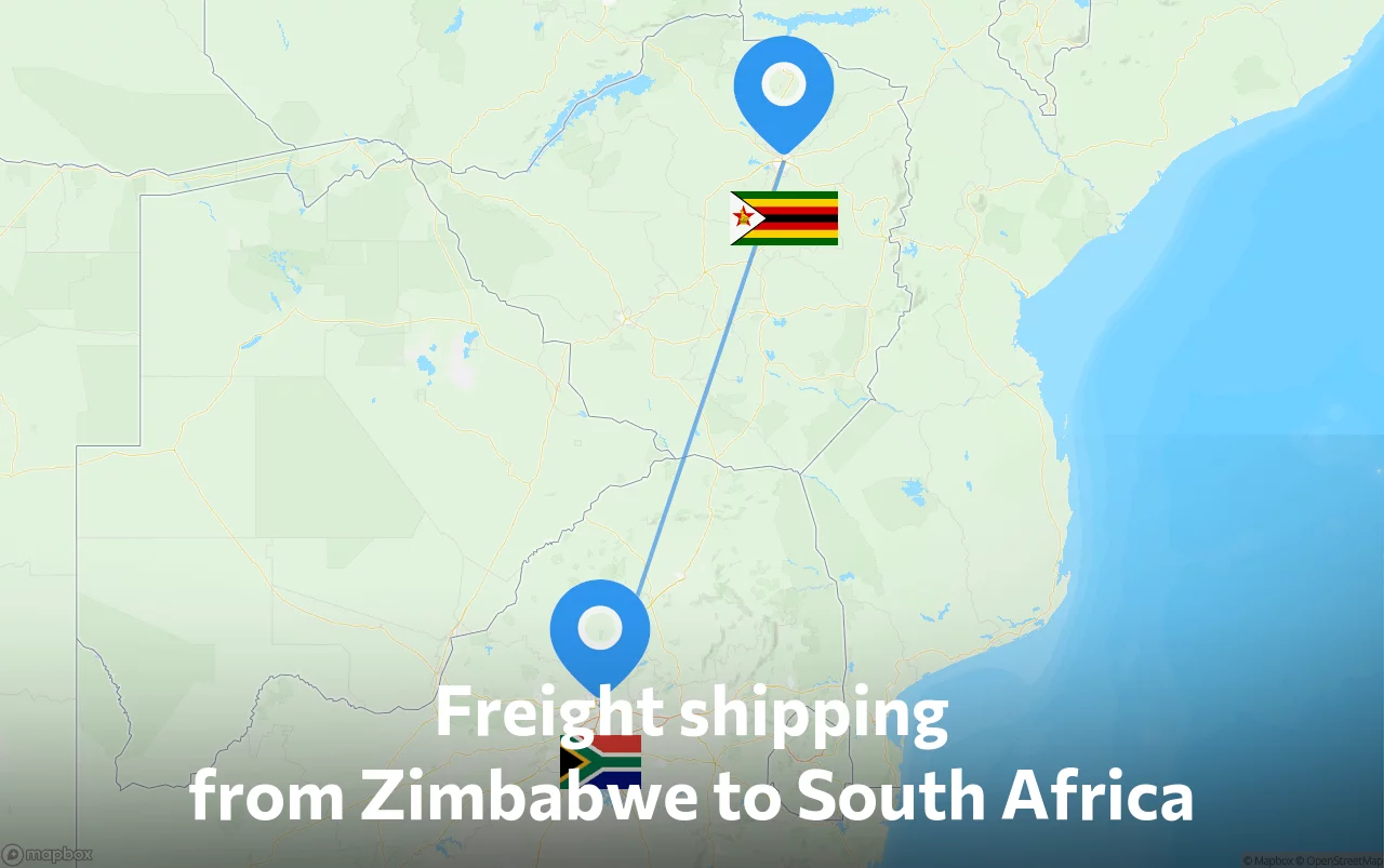 Shipping route from Zimbabwe to South Africa