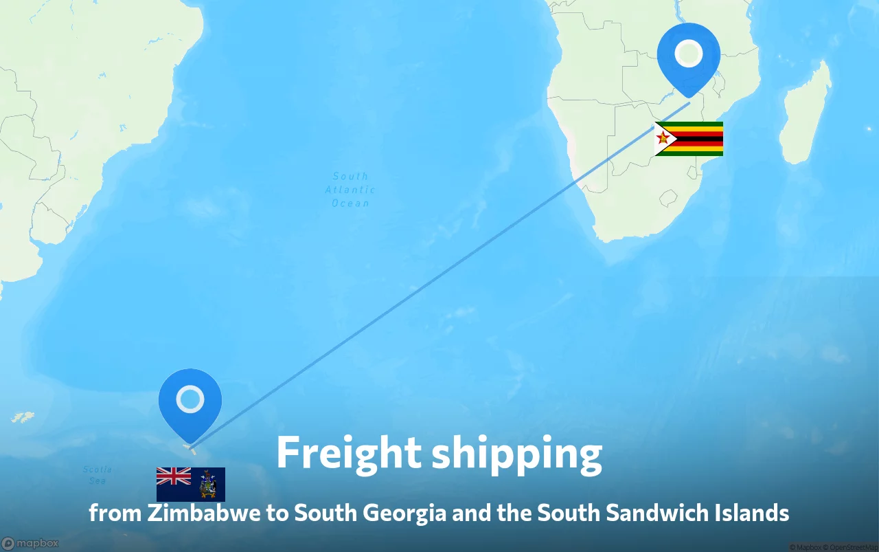 Shipping route from Zimbabwe to South Georgia and the South Sandwich Islands