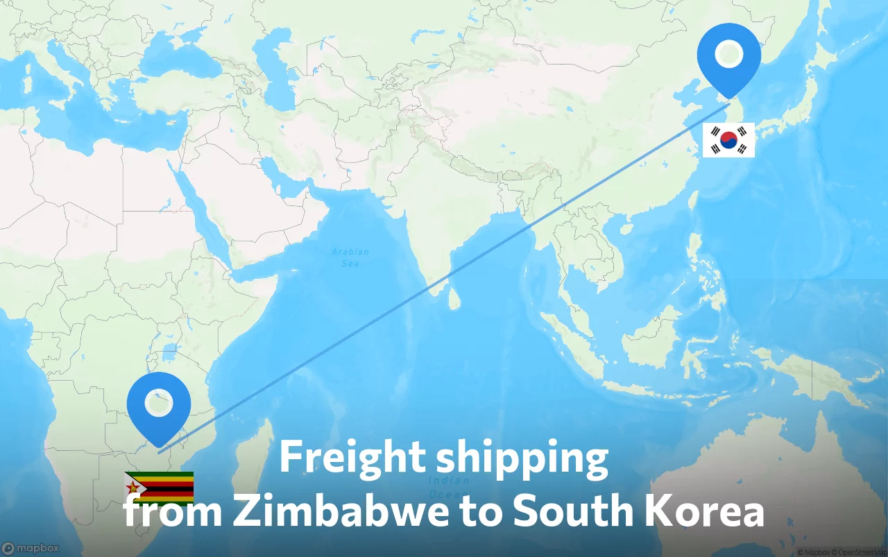 Shipping route from Zimbabwe to South Korea
