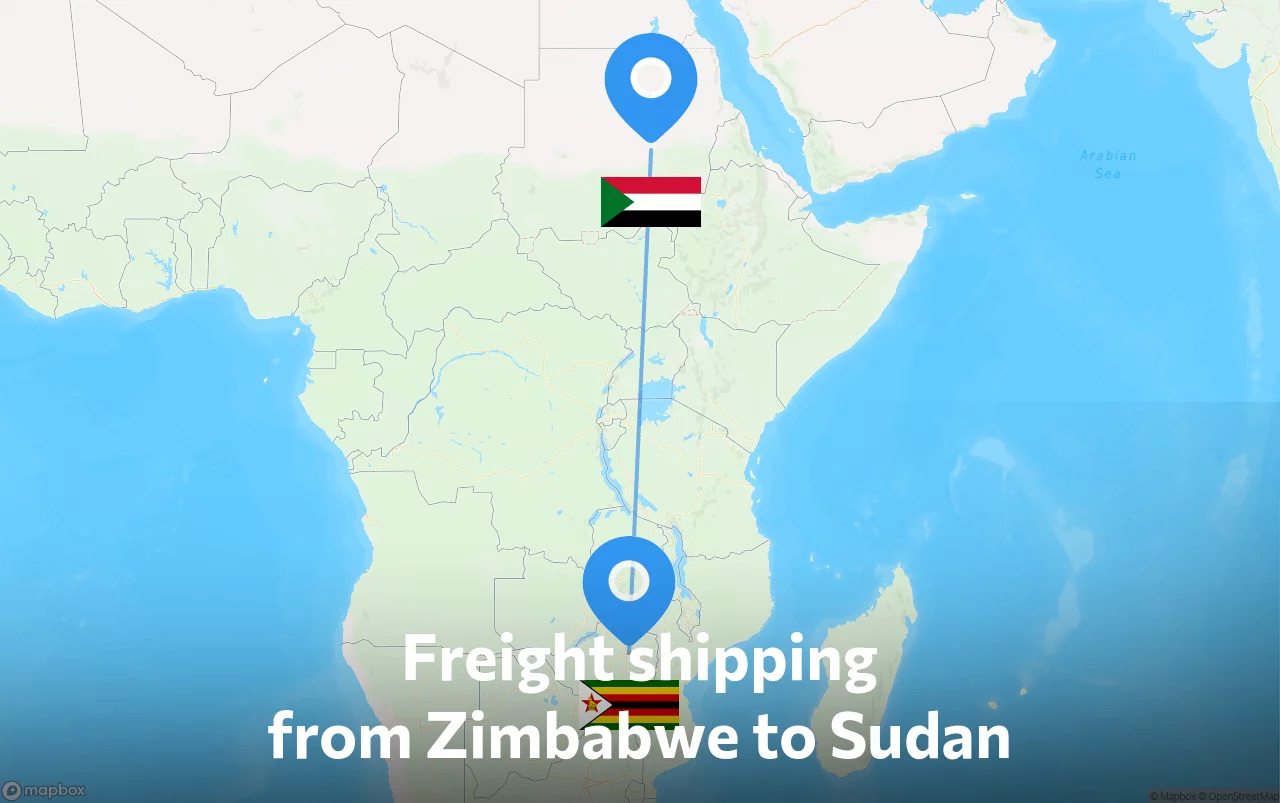 Shipping route from Zimbabwe to Sudan