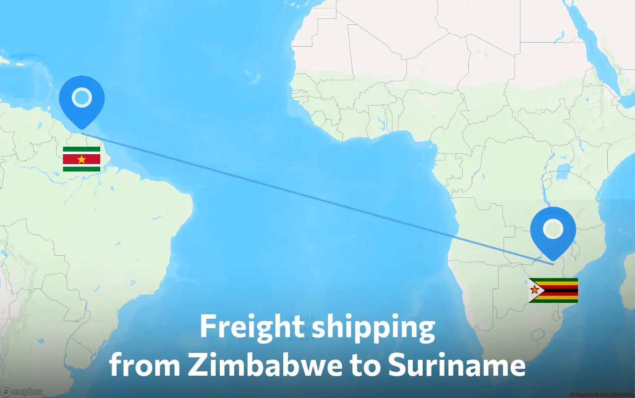 Shipping route from Zimbabwe to Suriname