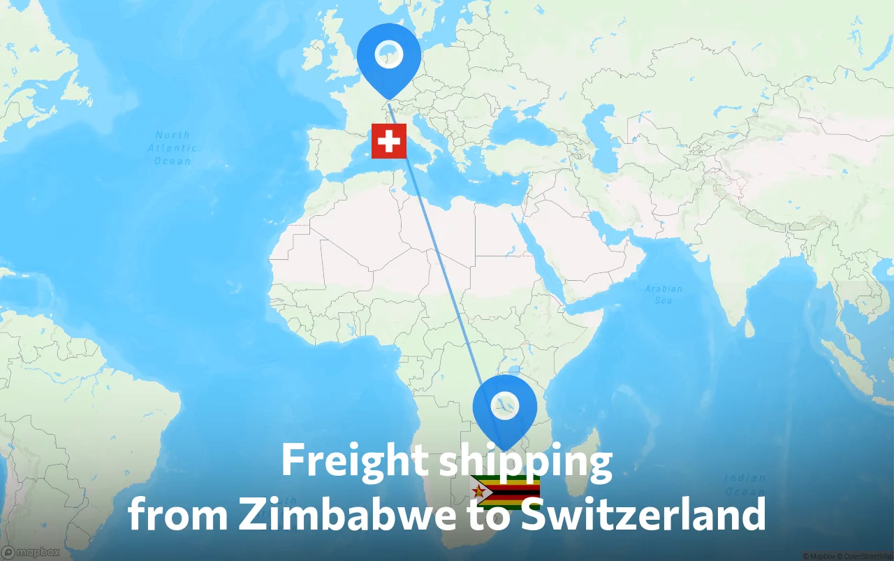 Shipping route from Zimbabwe to Switzerland