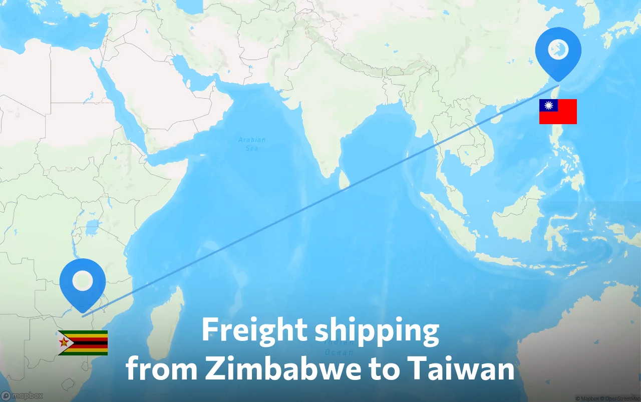 Shipping route from Zimbabwe to Taiwan