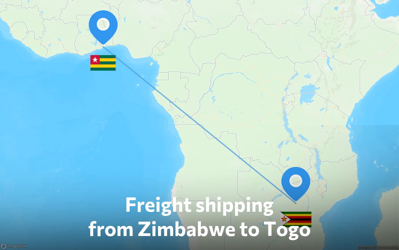 Shipping route from Zimbabwe to Togo