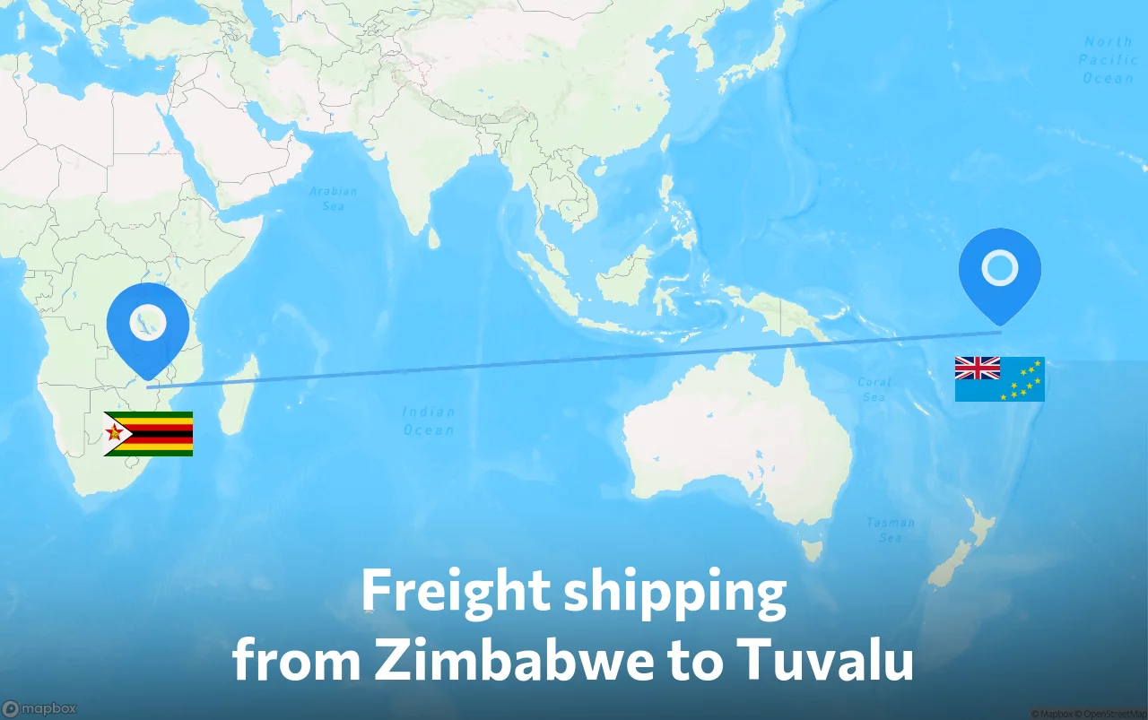 Shipping route from Zimbabwe to Tuvalu