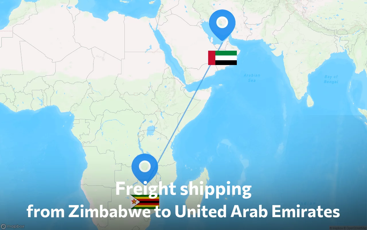 Shipping route from Zimbabwe to United Arab Emirates