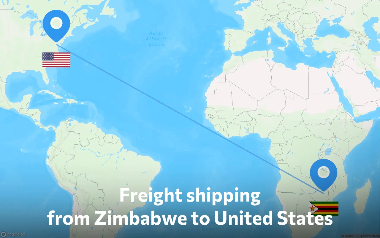 Shipping route from Zimbabwe to United States