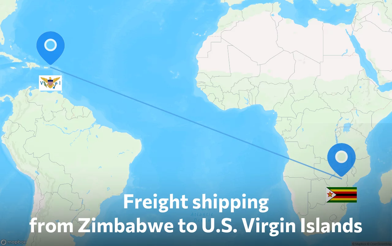 Shipping route from Zimbabwe to U.S. Virgin Islands