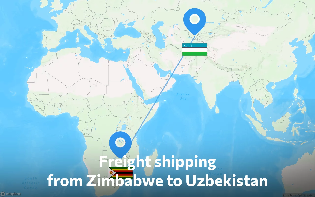 Shipping route from Zimbabwe to Uzbekistan