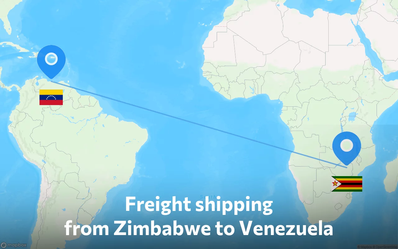 Shipping route from Zimbabwe to Venezuela